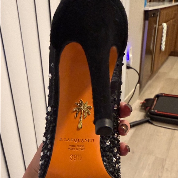 Chic Black Mesh Embellished Heeled Boots - Picture 4 of 4